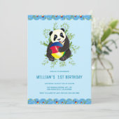 可愛いベビー遊パンダのボール1歳の誕生日パーティー 招待状 (スタンド正面)