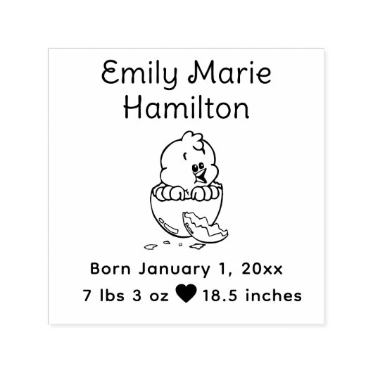 可愛いベビー雛の誕生のお知らせW.1 セルフインキングスタンプ (デザイン)