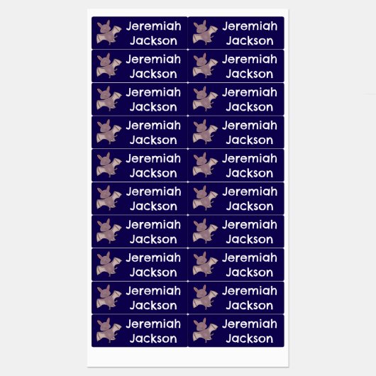 可愛いベビー飛んでいるこうもりの夜の漫画パーソナライズされた ラベル (シート)