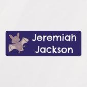 可愛いベビー飛んでいるこうもりの夜の漫画パーソナライズされた ラベル (デザイン2)