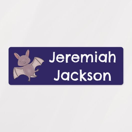 可愛いベビー飛んでいるこうもりの夜の漫画パーソナライズされた ラベル (デザイン2)