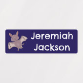 可愛いベビー飛んでいるこうもりの夜の漫画パーソナライズされた ラベル (デザイン1)