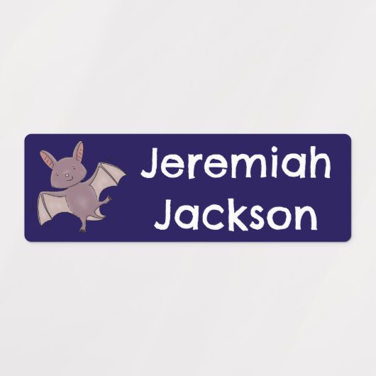 可愛いベビー飛んでいるこうもりの夜の漫画パーソナライズされた ラベル