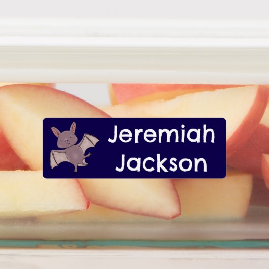 可愛いベビー飛んでいるこうもりの夜の漫画パーソナライズされた ラベル (貼付)