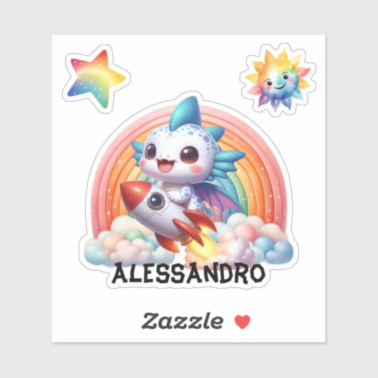 可愛いベビー飛んでいるドラゴンカスタムステッカー。 シール (シート)