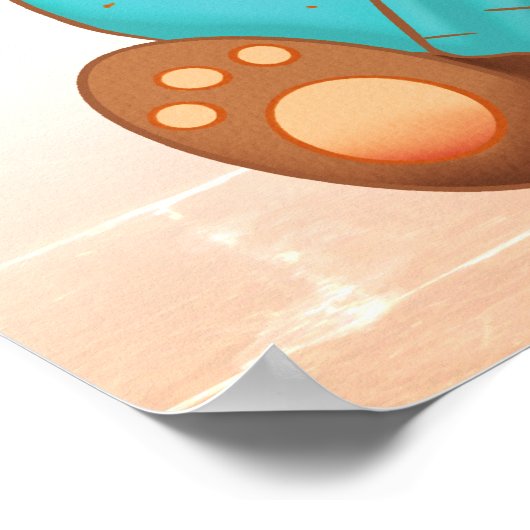 可愛いベビー食べベアのハニーチャイルドの名前とメッセージ ポスター (角)