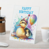 可愛いベビー鴨願いハッピーバースデー 台座サイン (インサイチュ)