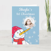 可愛いベビー˙s第1回クリスマス雪だるま写真 シーズンカード (正面)
