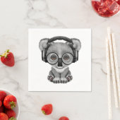 可愛いベビーKoala Bear Djヘッドフォン着用 スタンダードカクテルナプキン (インサイチュ)