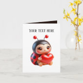 可愛いベビーladybug追加メッセージ カード (黄色い花)