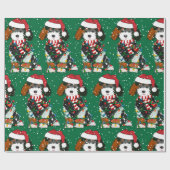 可愛いベルネドードルドッググリーン ラッピングペーパー (フラット)
