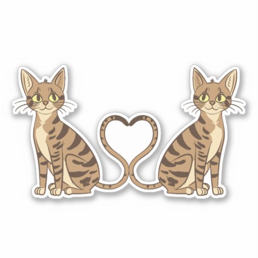 可愛いベンガル猫の双子 シール (正面)