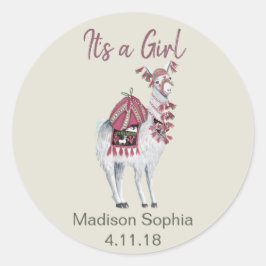可愛いベージュスタイリッシュラマの赤ちゃんシャワー ラウンドシール
