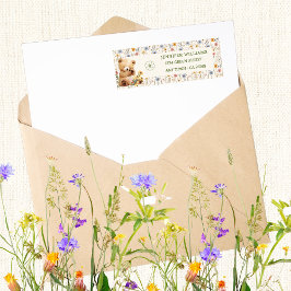 可愛いベージュテディベビーシャワーエンベロープアドレスラベル ラベル