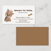 可愛いベージュヨークシャーテリアドッグペット座ってグルーミングサービス 名刺 (正面/裏面)