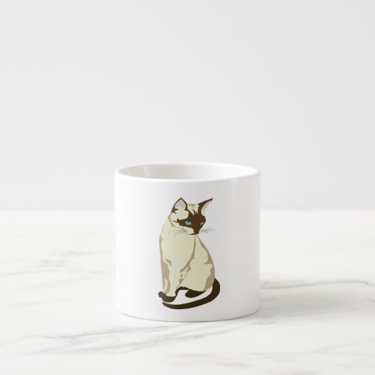 可愛いベージュ色と青い目をした茶色の猫 エスプレッソカップ (正面)