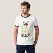 可愛いベージュ色と青い目をした茶色の猫 Tシャツ (正面フル)