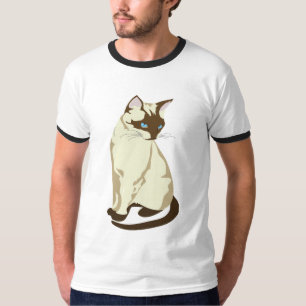 可愛いベージュ色と青い目をした茶色の猫 Tシャツ