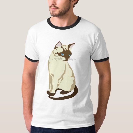 可愛いベージュ色と青い目をした茶色の猫 Tシャツ (正面)