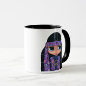 可愛いペイズリーヒッピー人形の女の子の紫の平和のサイン マグカップ (正面右)