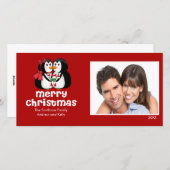 可愛いペキスをするンギンスメリークリスマスフォトカード シーズンカード (正面/裏面)