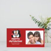 可愛いペキスをするンギンスメリークリスマスフォトカード シーズンカード (スタンド正面)