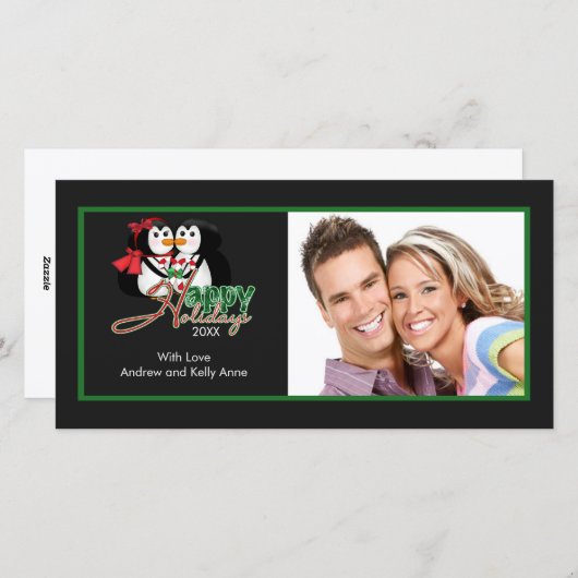 可愛いペキスをするンギンスメリークリスマスフォトカード シーズンカード (正面/裏面)