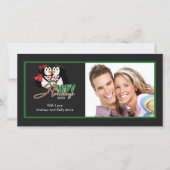 可愛いペキスをするンギンスメリークリスマスフォトカード シーズンカード (正面)