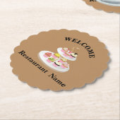 可愛いペストリーベーカリー店歓迎カップケーキ名 ペーパーコースター (アングル)