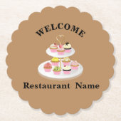 可愛いペストリーベーカリー店歓迎カップケーキ名 ペーパーコースター (正面)