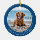 可愛いペットの写真パーソナライズされた犬好きクリスマス セラミックオーナメント (正面)