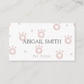 可愛いペットの足とハートペットシッターの名刺 名刺 (正面)