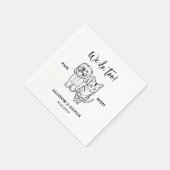 可愛いペットパーソナライズされたスケッチドッグ結婚ネコ スタンダードカクテルナプキン (角)