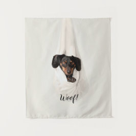 可愛いペットファミリー子犬の写真 タペストリー