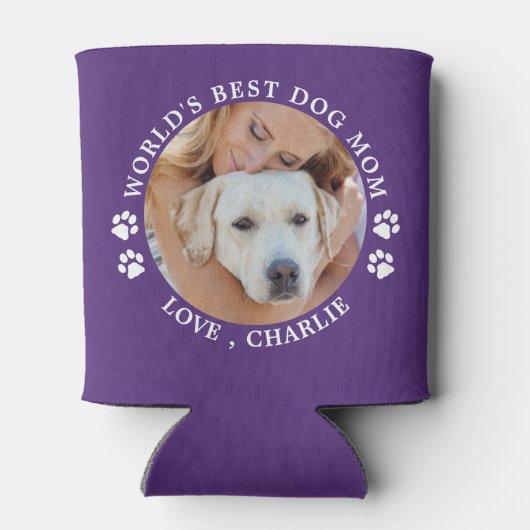 可愛いペットフォトパーソナライズされたワールド最高のドッグマム 缶クーラー (裏面)