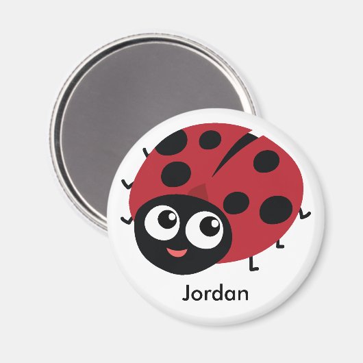 可愛いペルソナライザブルレッドLadybugあなたの名前を追加 マグネット (正面/裏面)