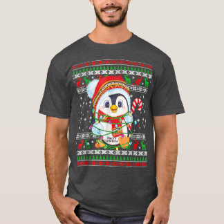 可愛いペンギンで醜いクリスマスセーター男性へ Tシャツ