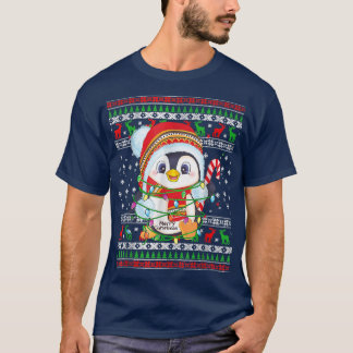可愛いペンギンで醜いクリスマスセーター男性へ Tシャツ