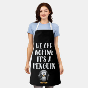 可愛いペンギンの妊娠おしゃれTシャツ パパ ママ プレゼントに エプロン