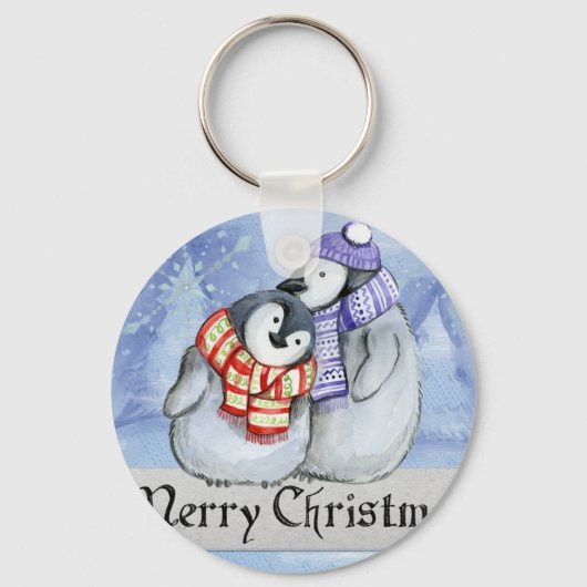 可愛いペンギンの群れ キーホルダー (正面)