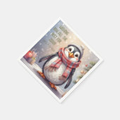 可愛いペンギンパーソナライズされたの願い スタンダードカクテルナプキン (角)