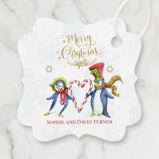 可愛いペンギン夫妻メリークリスマススクリプト フェイバータグ (裏面)