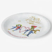 可愛いペンギン夫妻メリークリスマススクリプト ペーパープレート (アングル)
