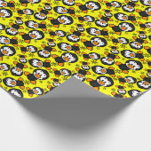 可愛いペンギン愛好家が並んだタイル ラッピングペーパー (角)