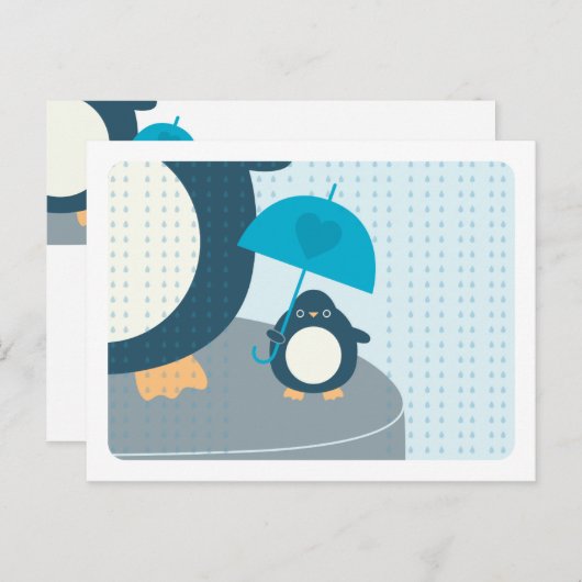 可愛いペンギン男の子の言葉アドバイスママ葉書 アドバイスカード (正面/裏面)