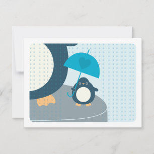 可愛いペンギン男の子の言葉アドバイスママ葉書 アドバイスカード