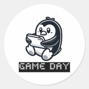 可愛いペンギン遊はビデオゲームだ – ゲームデー ラウンドシール