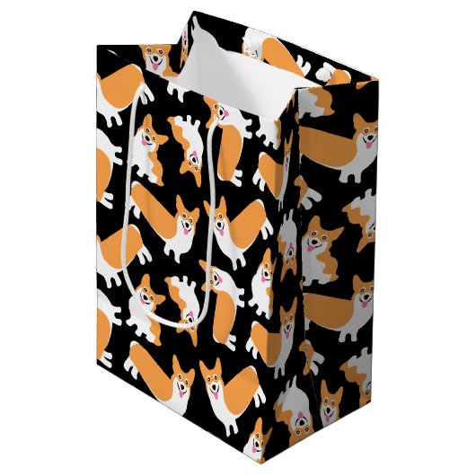 可愛いペンブロークウェルシュコーギー柄 ミディアムペーパーバッグ (正面アングル)