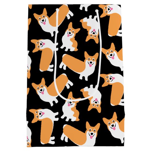 可愛いペンブロークウェルシュコーギー柄 ミディアムペーパーバッグ (裏面)