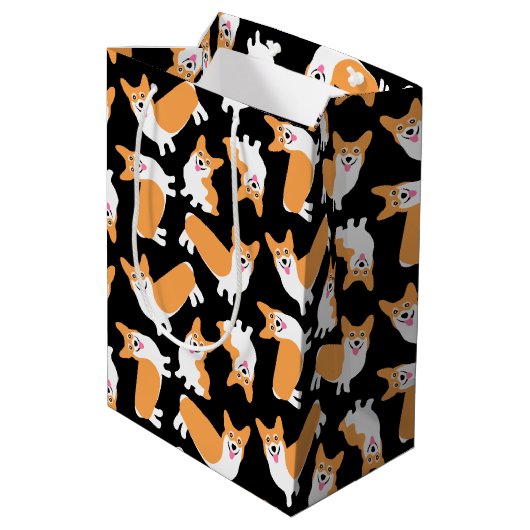 可愛いペンブロークウェルシュコーギー柄 ミディアムペーパーバッグ (裏面アングル)
